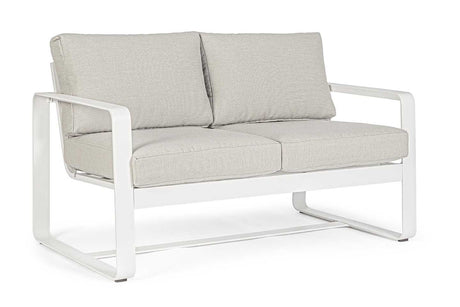 Conjunto Merrigan sofá + 2 sillones + mesa, color blanco