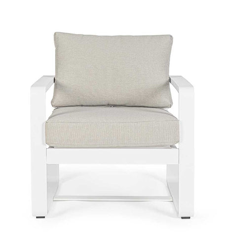 Conjunto Merrigan sofá + 2 sillones + mesa, color blanco