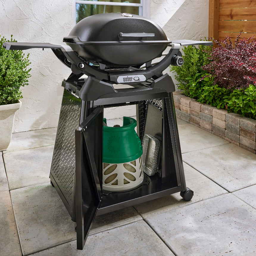 Weber Q 2200N barbecue with side tables and premium cart