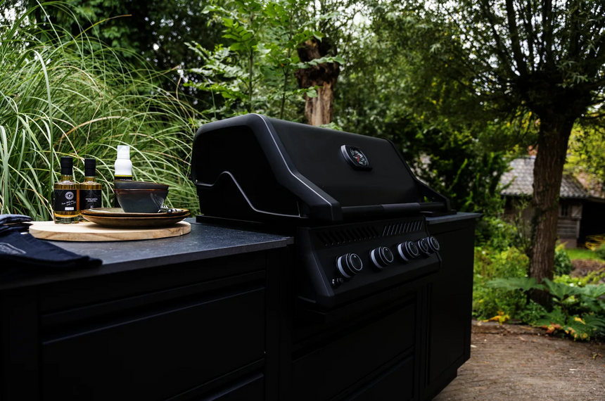 Barbacoa de gas encastrable Napoleon Serie 300 Rogue Negro mate