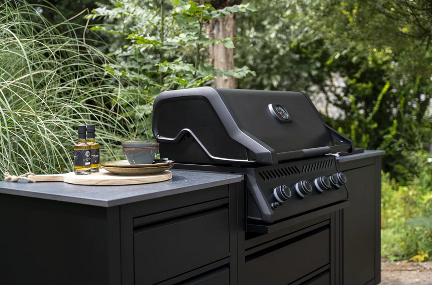 Barbacoa de gas encastrable Napoleon Serie 300 Rogue Negro mate