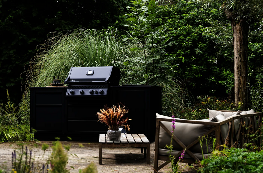 Barbacoa de gas encastrable Napoleon Serie 300 Rogue Negro mate