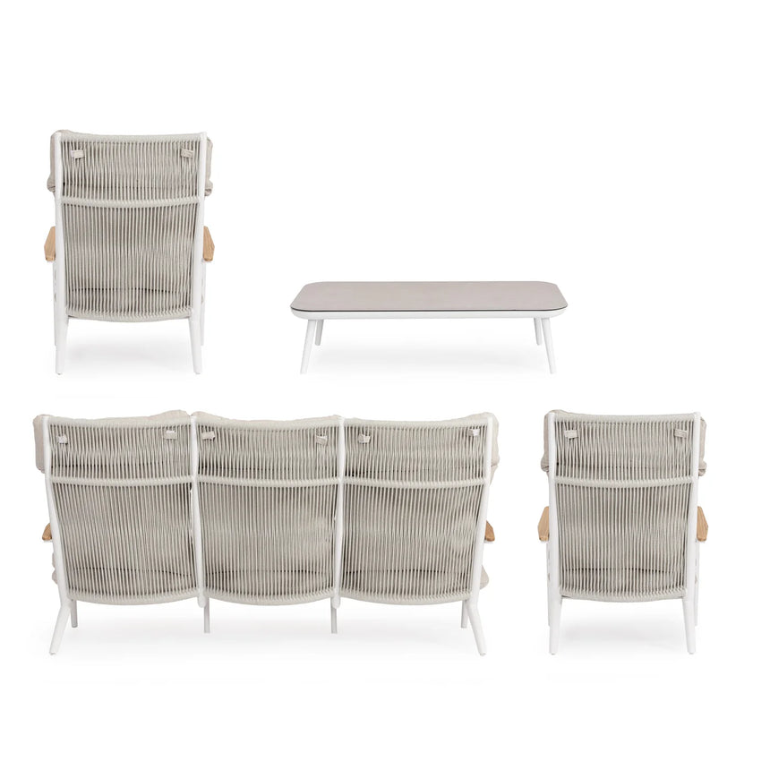 Conjunto Ibisco sofá + 2 poltronas + mesa, branco