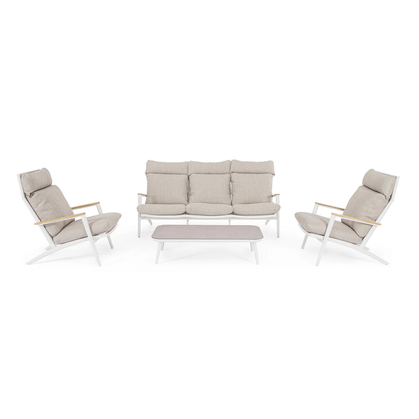 Conjunto Ibisco sofá + 2 poltronas + mesa, branco