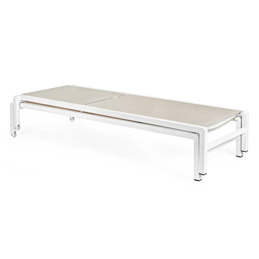 Espreguiçadeira empilhável com rodas Bizzotto Konnor Branco New CX21