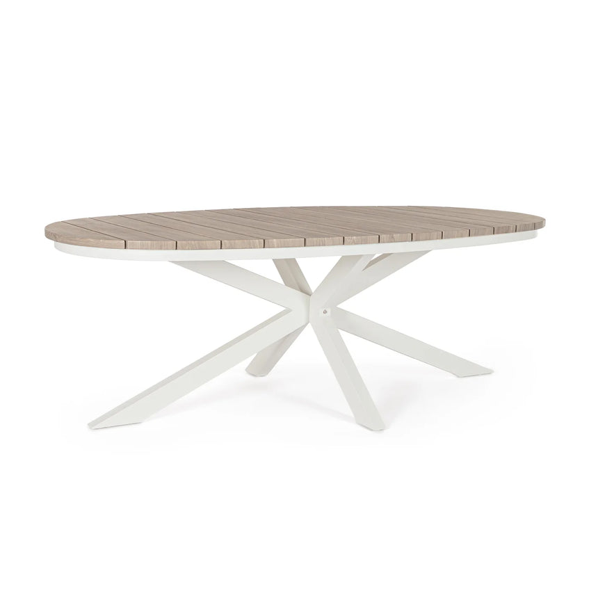 Mesa Zelmar oval 218x115cm a vapor/madeira