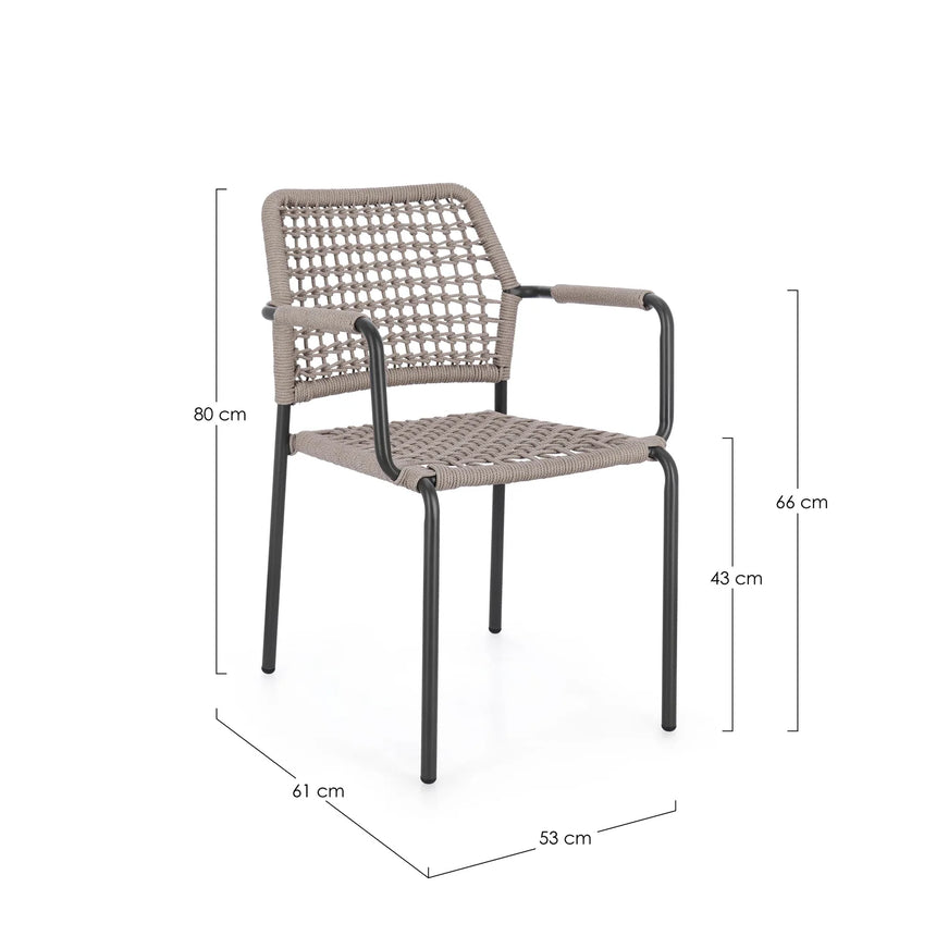 Silla de exterior con brazos Rajada, antracita/khaki
