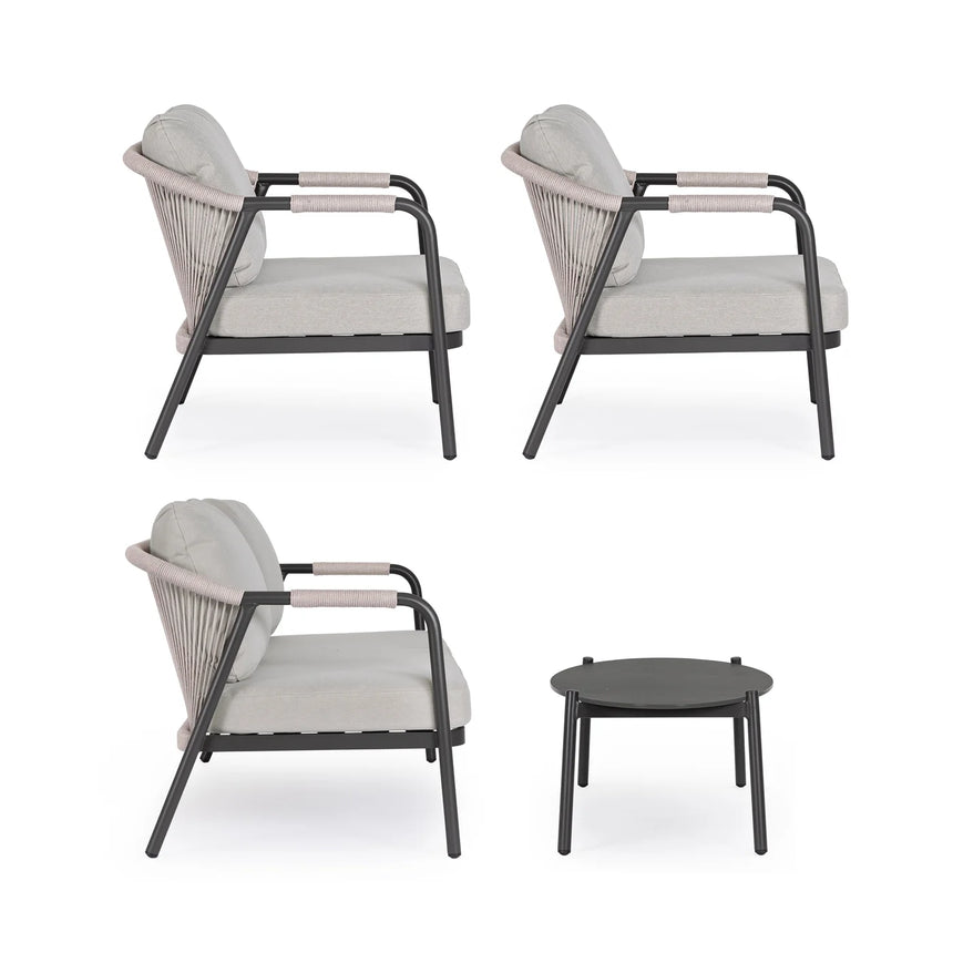 CONJUNTO 4 SOFÁS C/ALMOFADAS MIRAVET ANTRACITE/CÁQUI