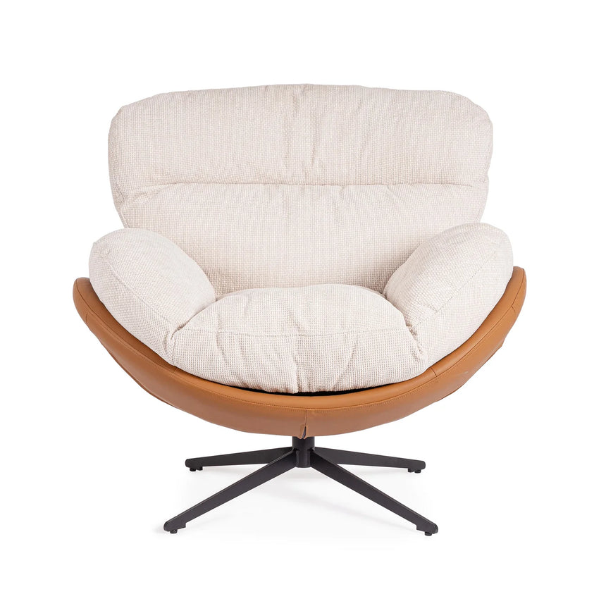 Sillón giratorio Adinda, hielo/cuero