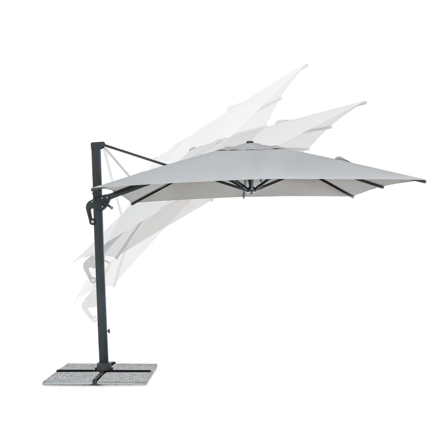 Chapéu de sol excêntrico Ines 3x3m, cinza claro