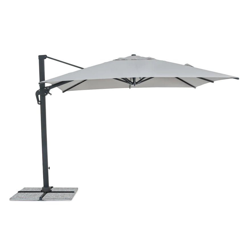 Chapéu de sol excêntrico Ines 3x3m, cinza claro