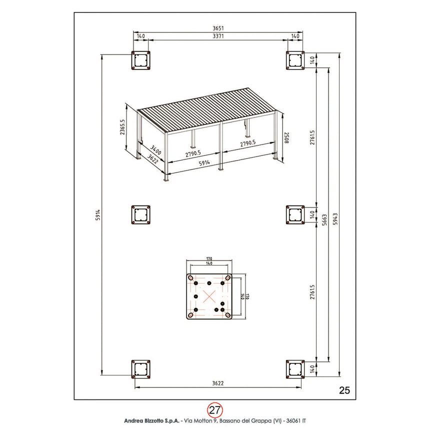 Pérgola Ocean 3.6x6, natural-antracita