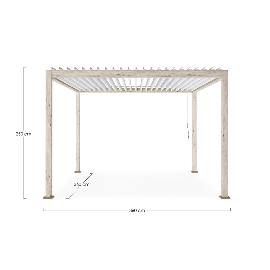 Pérgola Ocean 3.6x3.6, rustic-blanco