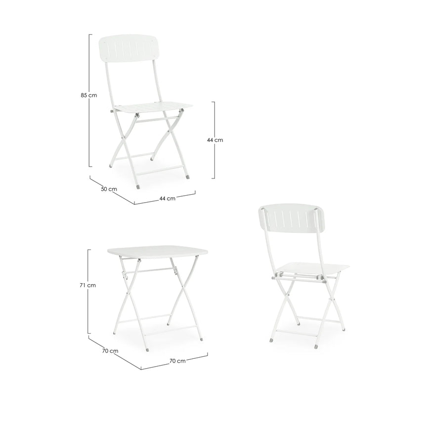 Conjunto Yvonne mesa + 2 cadeiras, branco