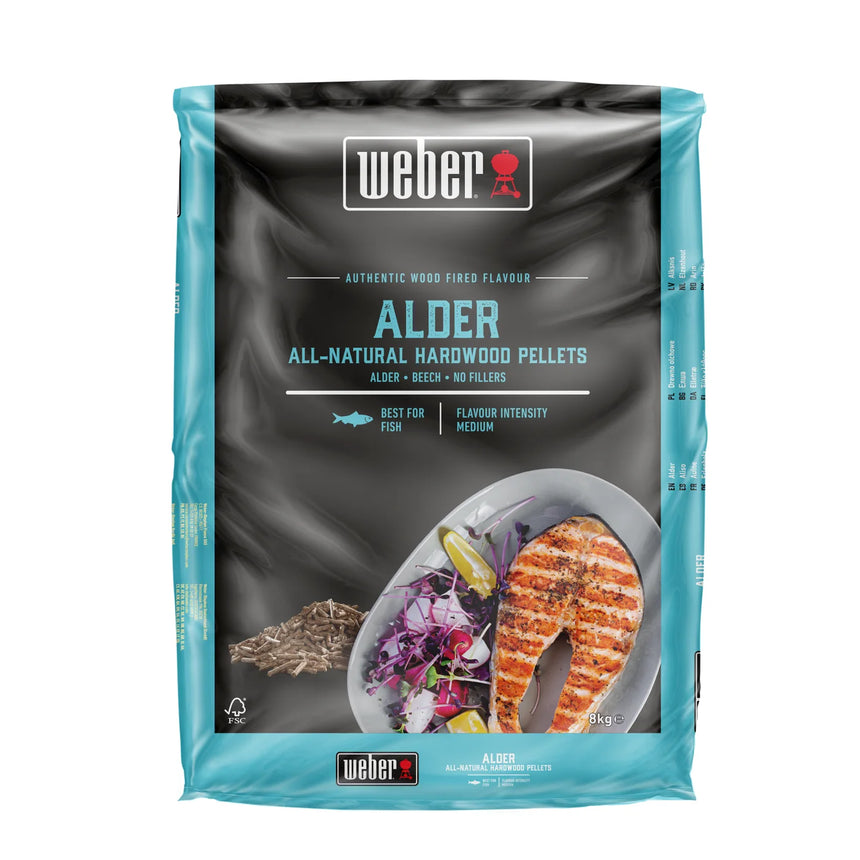 Pellets de madeira naturais Weber - Amieiro, 8 kg