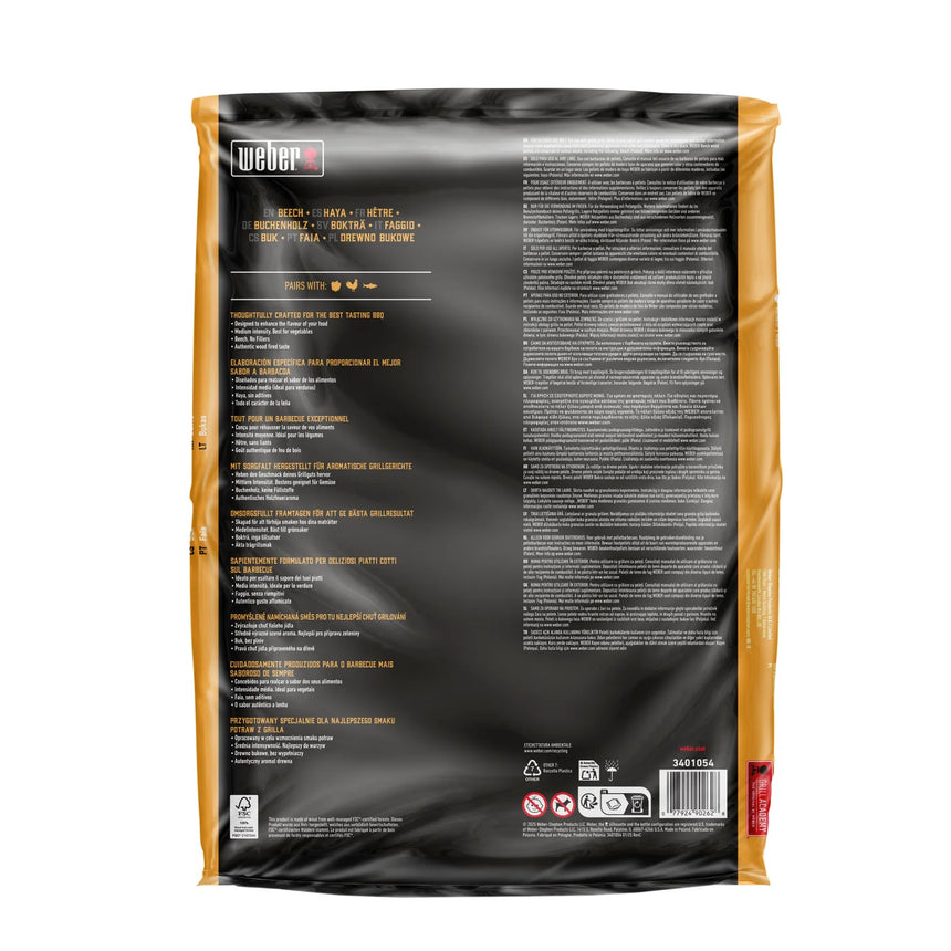 Pellets de madeira naturais Weber - Faia, 8 kg