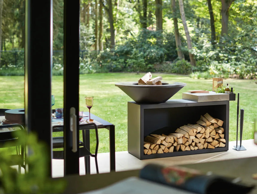 Barbacoa de leña OFYR Island Black 85 Teak Wood