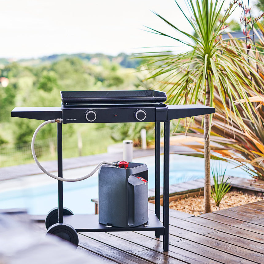 Pack Plancha Forge Adour Base G60 Acero Esmaltado + carro base 60 acero negro
