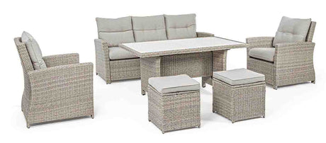 Conjunto Ariel sofá + 2 sillones + 2 taburetes + mesa
