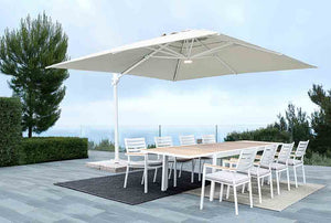 Parasol excéntrico Eden 3x4, color blanco-natural