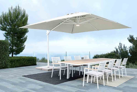 Parasol excéntrico Eden 3x4, color blanco-natural
