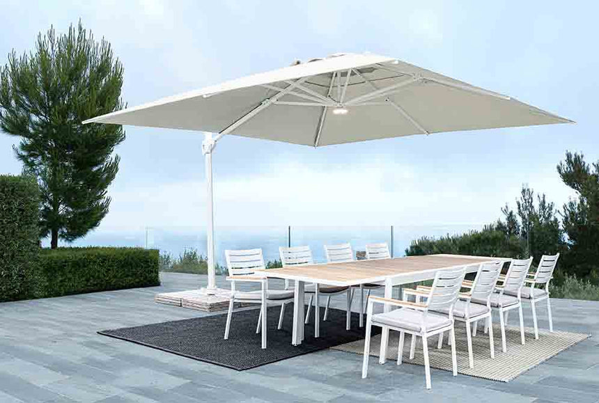 Parasol excéntrico Eden 3x4, color blanco-natural