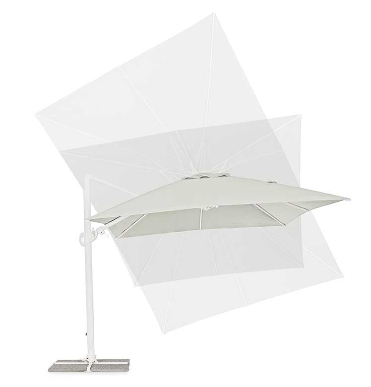 Parasol excéntrico Eden 3x4, color blanco-natural