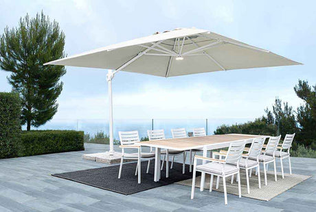 Parasol excéntrico Eden 3x3, color blanco-natural