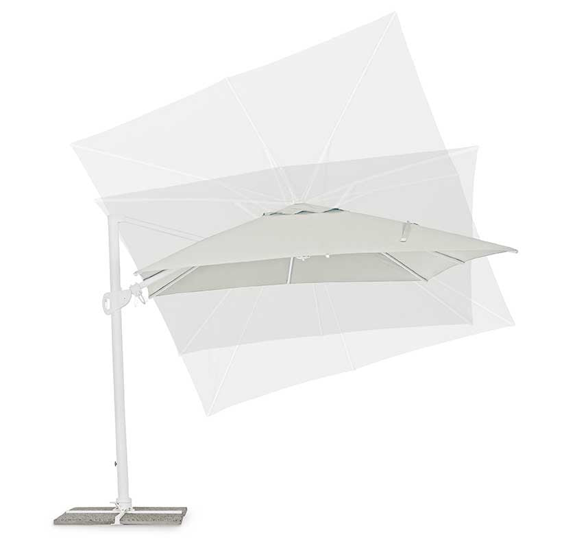 Parasol excéntrico Eden 3x3, color blanco-natural