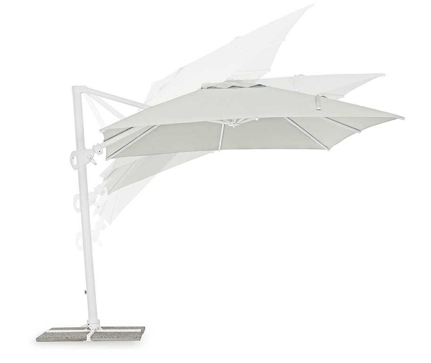 Parasol excéntrico Eden 3x3, color blanco-natural