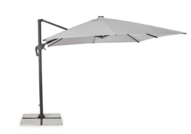 Parasol excéntrico Ines 3x3 LED, color gris claro