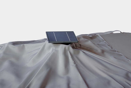 Parasol excéntrico Ines 3x3 LED, color gris claro