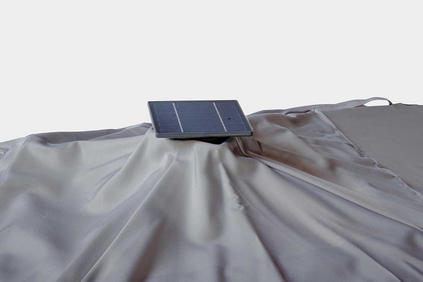 Parasol excéntrico Ines 3x3 LED, color gris claro
