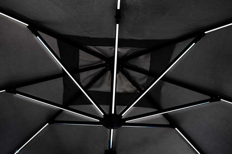 Parasol excéntrico Ines 3x3 LED, color gris claro