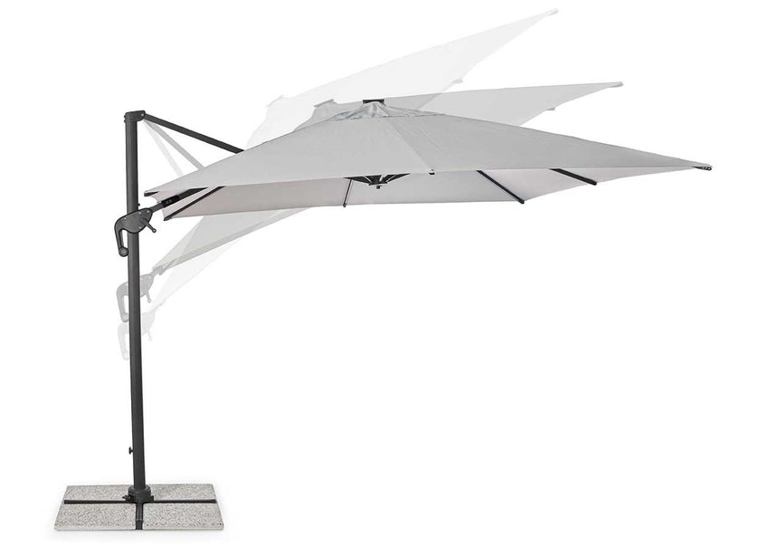 Parasol excéntrico Ines 3x3 LED, color gris claro