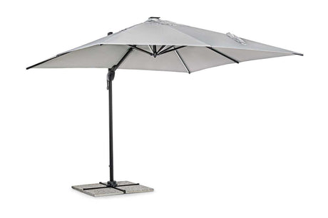 Parasol excéntrico Ines 3x3 LED, color gris claro