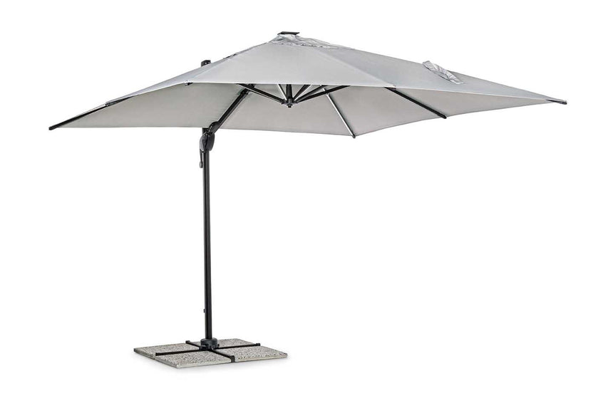 Parasol excéntrico Ines 3x3 LED, color gris claro
