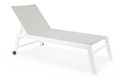 Tumbona alta Hilde con ruedas, color blanco