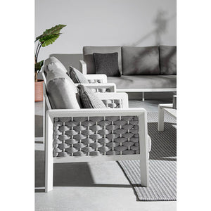Conjunto Octavio  sofá + 2 sillones + mesa, color blanco
