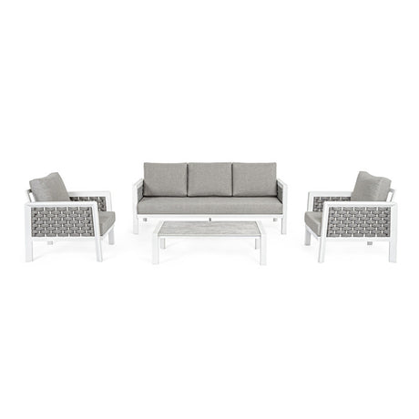 Conjunto Octavio  sofá + 2 sillones + mesa, color blanco