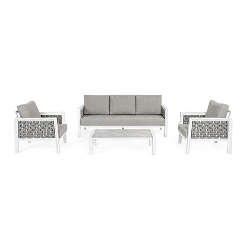 Octavio sofa set + 2 armchairs + table, white
