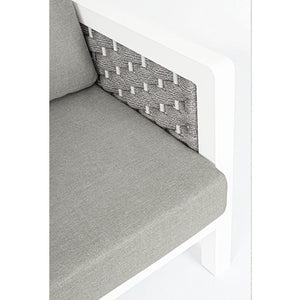 Conjunto Octavio  sofá + 2 sillones + mesa, color blanco