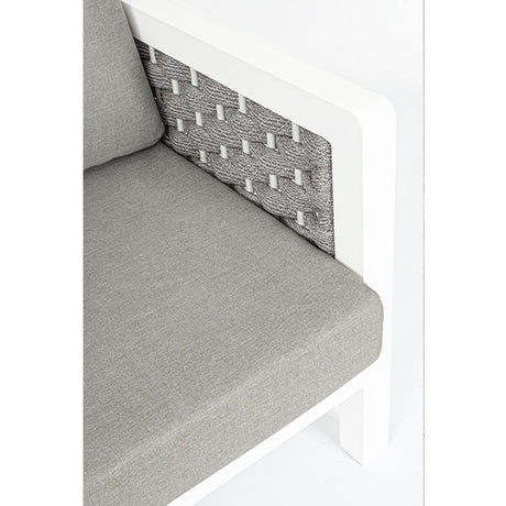 Conjunto Octavio  sofá + 2 sillones + mesa, color blanco