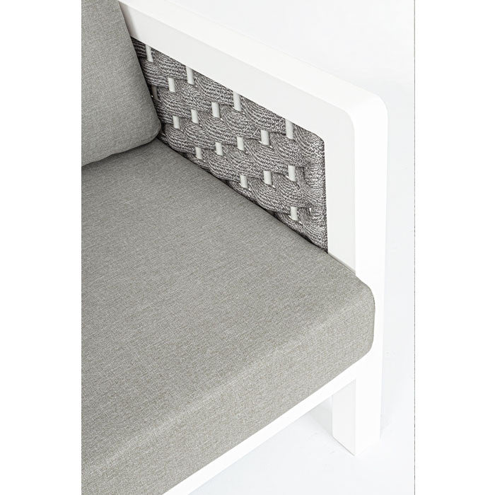 Conjunto Octavio  sofá + 2 sillones + mesa, color blanco