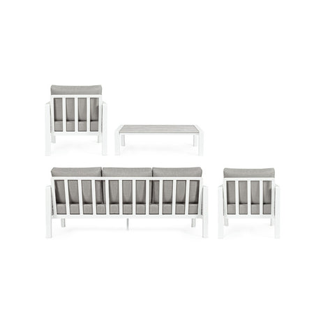 Conjunto Octavio  sofá + 2 sillones + mesa, color blanco