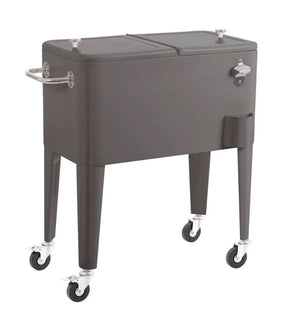 Nevera vintage con ruedas metal gris