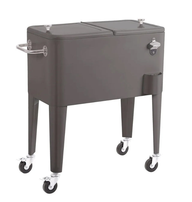 Nevera vintage con ruedas metal gris