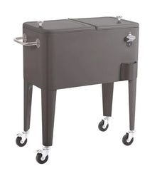 Nevera vintage con ruedas metal gris