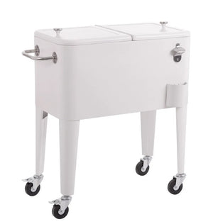 Nevera vintage con ruedas metal blanco