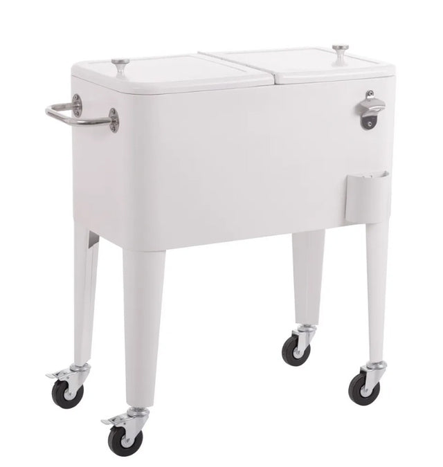 Nevera vintage con ruedas metal blanco